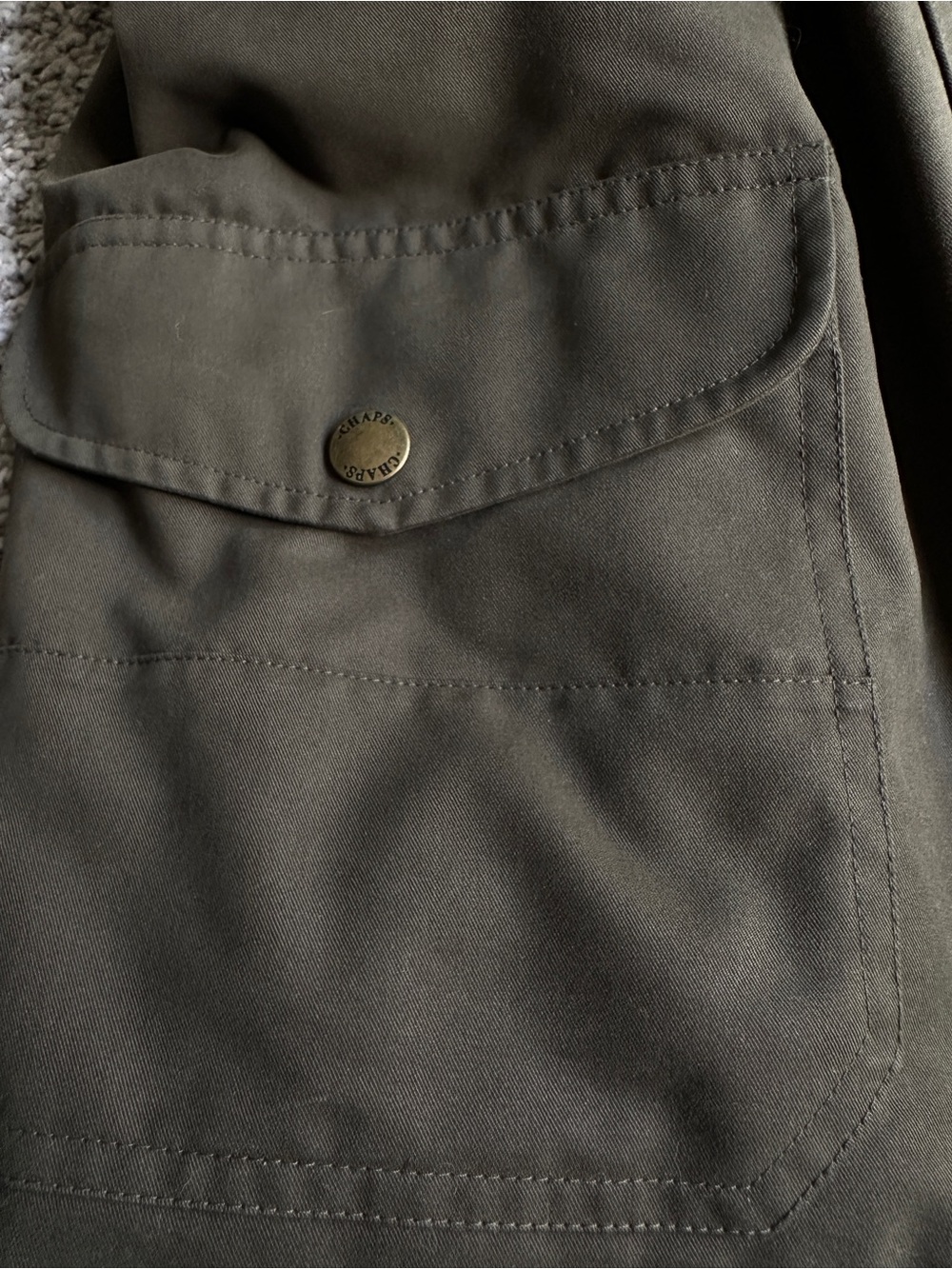 Chaps Olive Green Field Jacket with Tan Corduroy Collar - Picture 7 of 9
